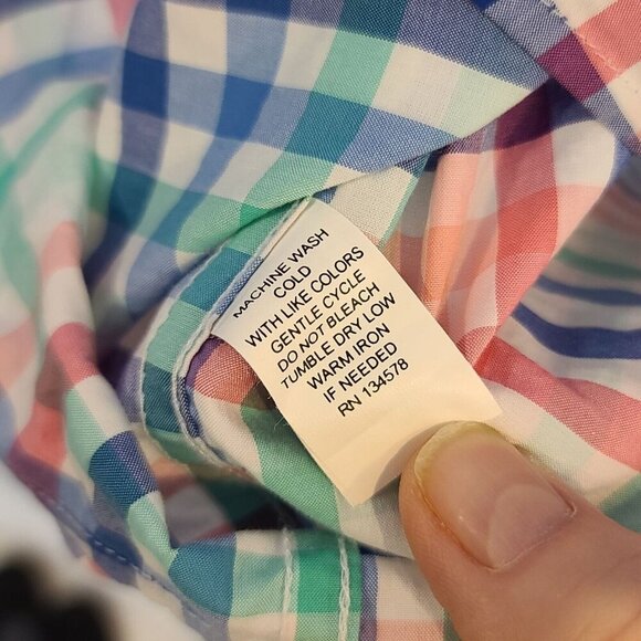 Vineyard Vines Whale Shirt Classic Fit Check Print Button Up Shirt Pink Blue XL - Picture 7 of 8